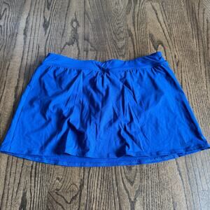Lands End Womens Solid Blue Swim Skirt Attached Brief Suit Bottom Size 12